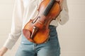 Female Holding Beautiful Bluegrass Fiddle