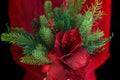 Female holding christmas flower bouquet Royalty Free Stock Photo