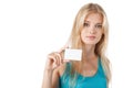 Female holding empty credit card