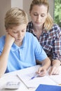 Female Home Tutor Helping Boy With Studies