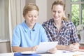 Female Home Tutor Helping Boy With Studies Using Digital Tablet Royalty Free Stock Photo