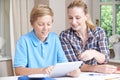 Female Home Tutor Helps Boy With Studies Using Digital Tablet Royalty Free Stock Photo