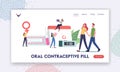 Female Hormonal Contraception Landing Page Template. Woman Apply Oral Contraceptives for Birth Fertility Control Royalty Free Stock Photo