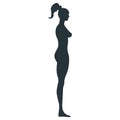 Female human character, people woman view side body silhouette, isolated on white, flat vector illustration. Black people scale Royalty Free Stock Photo