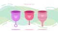 Female hygiene product, menstrual period cup on liquid background