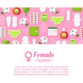 Female hygiene products flat vector banner template