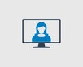 Female Icon on Computer Screen. Royalty Free Stock Photo