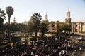 Female incense burners following the procession of the Lord of Miracles every October 2018,arequipa city plaza de armas ,cathedral