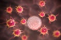 Female infertility concept, microbes attacking egg cell and preventing it from fertilization