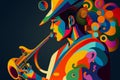 Female jazz musician saxophonist playing a saxophone in an abstract cubist style painting Royalty Free Stock Photo