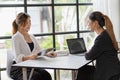 Female job seekers ready for a successful interview with HR concepts