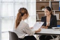 Female job seekers ready for a successful interview with HR concepts