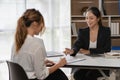 Female job seekers ready for a successful interview with HR concepts