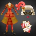 Womans masquerade, carnival suit realistic vector