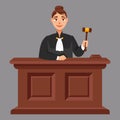 Female judge in cartoon style.