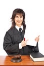 Female judge points to blank court order Royalty Free Stock Photo