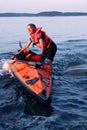 Female kayaker in the Baltic Sea, Sweden