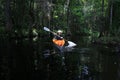 Female kayaker on Fisheating Creek, Florida. Royalty Free Stock Photo