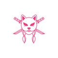 Female kitsune with swords logo design