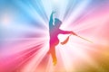 Female Kung Fu Master Silhouettes, Colorful, Rainbow