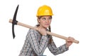 Female laborer posing with axe