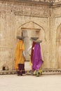 Trio of construction workers in Jaipur, India Royalty Free Stock Photo