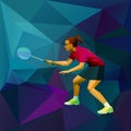 Female lady badminton player ready for game Royalty Free Stock Photo