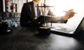 female lawyers working at the law firms. Judge gavel with scales of justice. Legal law, lawyer, advice and justice concept Royalty Free Stock Photo