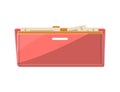 Female leather open clutch isolated icon