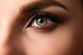 Female left emerald green coloured eye extreme closeup Royalty Free Stock Photo