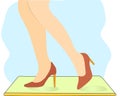 Side view of women legs wearing high heels, peep-toe, lady shoes. A woman walking wearing footwear