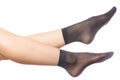 Female legs with black nylon socks Royalty Free Stock Photo