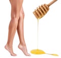 Female legs depilation by honey or sugar pasta. Royalty Free Stock Photo