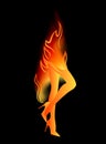 Female legs among fire flames vector Royalty Free Stock Photo