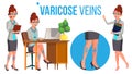 Female Legs In High Heel Shoes With Varicose Veins Vector. Isolated Cartoon Illustration Royalty Free Stock Photo