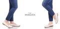 Female legs in jeans classic lacquer white shoes moccasins spring autumn fashion buy shop set pattern