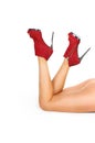 Female legs red high heels Royalty Free Stock Photo