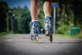 Female legs in roller blades Royalty Free Stock Photo