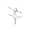 Female line art dancing girl vector illustration. Royalty Free Stock Photo