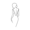 Female line beautiful back. Silhouette of beautiful girl in evening dress