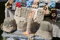 Female linen hats and wristlets at market trade