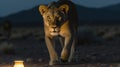 female lion in deserts Royalty Free Stock Photo