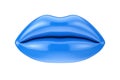 Female Lips with Blue Lipstick in Kiss Gesture. 3d Rendering