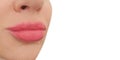 Female lips close-up on a white background Royalty Free Stock Photo