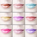 Female lips with colorful lipstick - collage