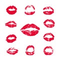 Female Lips Lipstick Kiss Print Set Royalty Free Stock Photo