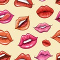 Female lips set on sweet passion pattern