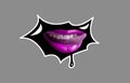 Female lips in the style of graffiti, can be used as a sticker, icon