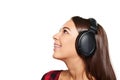 Female listening enjoying music in headphones Royalty Free Stock Photo