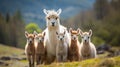 Female Llama With Her Babies